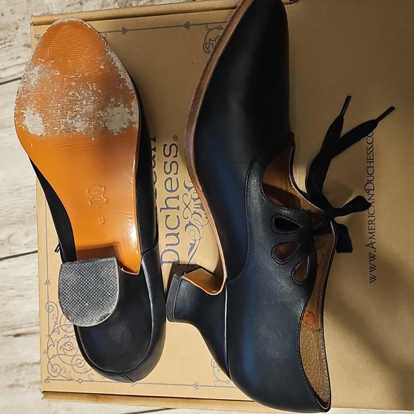 Leather American Duchess Gibson Girl Lace Keyhole Mary Jane 2.5 Edwardian Heel - Picture 4 of 17